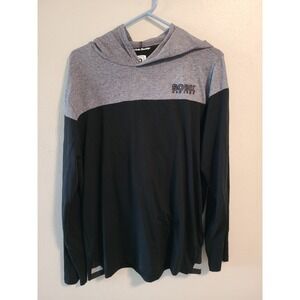 SOBK Mens Cotton Hooded Pullover Long Sleeve Gray Black Shirt Active Gym Size XL